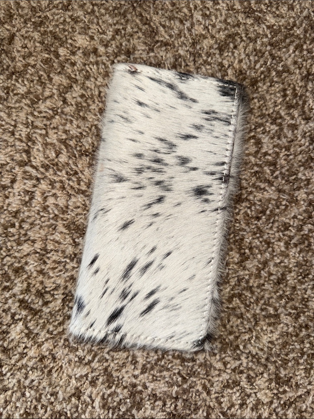 Leather Hair-On Wallet in White/Black